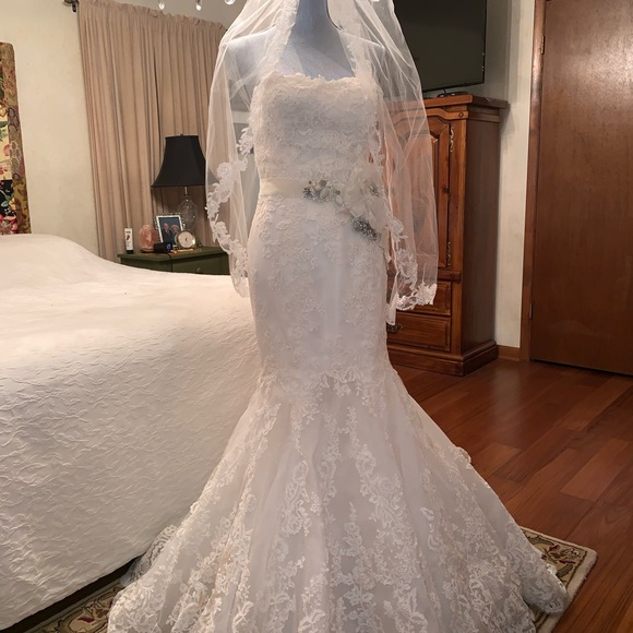 Enzoani Dakota wedding dress belt & veil included - Picture 4 of 16